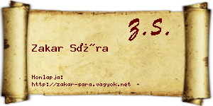 Zakar Sára névjegykártya